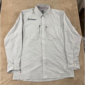 Simms G4 Fishing Shirt Mens Large Light Gray Ventilated Long Sleeve Performance